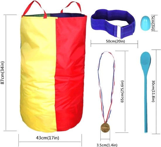 Attività di gioco all'aperto per bambini e adulti, zaini da picnic, set di cucchiai per uova, 3 giochi da corsa per famiglie e riunioni, attività all'aperto per feste di carnevale, giochi da giardino, sport, giochi di festa