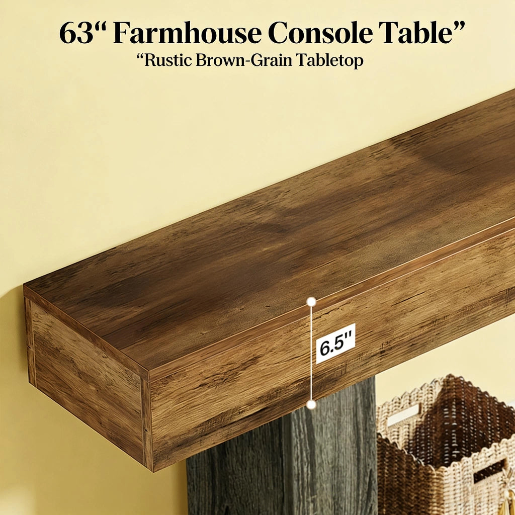 TAVOLO CONSOLLE 160 cm in MDF Grigio e Marrone rustico