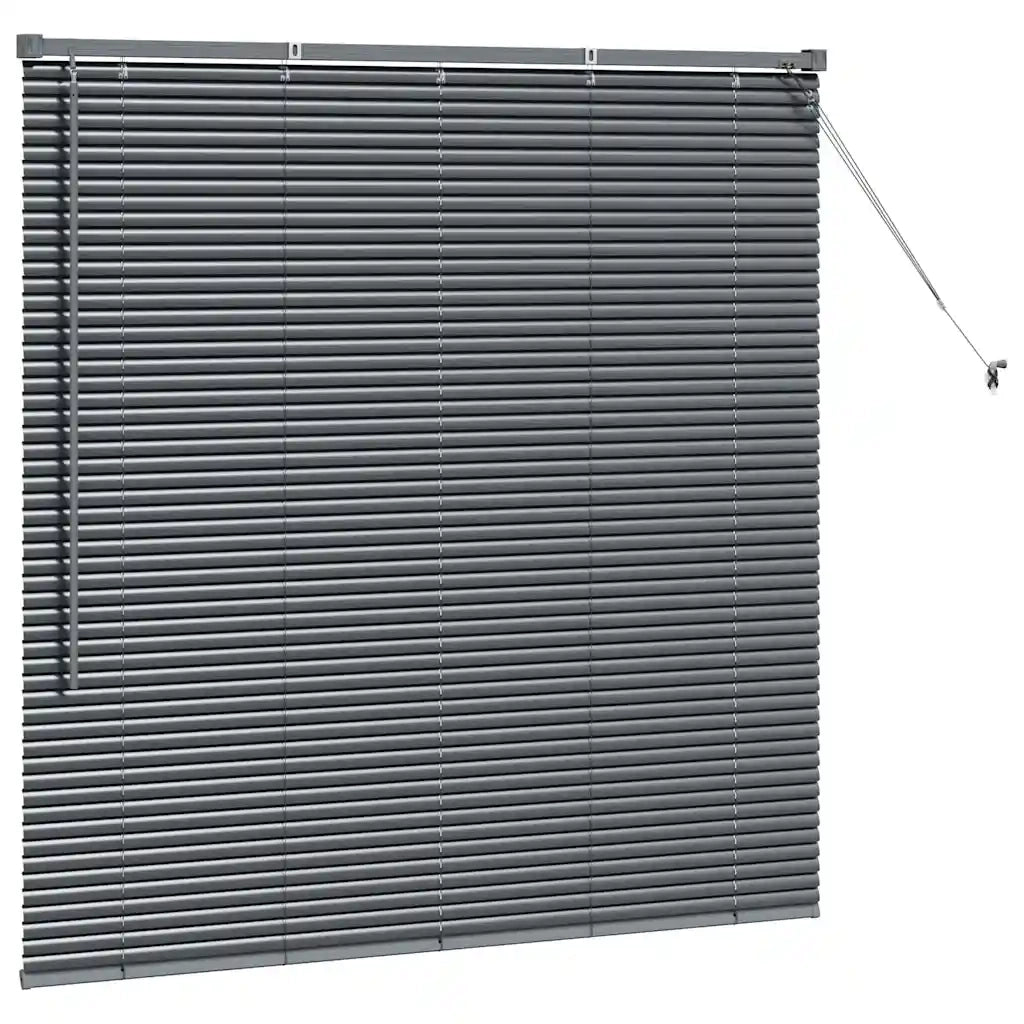 Tendaggi a Veneziana | Tenda a lamelle Grigio scuro 130 x 135 cm Alluminio