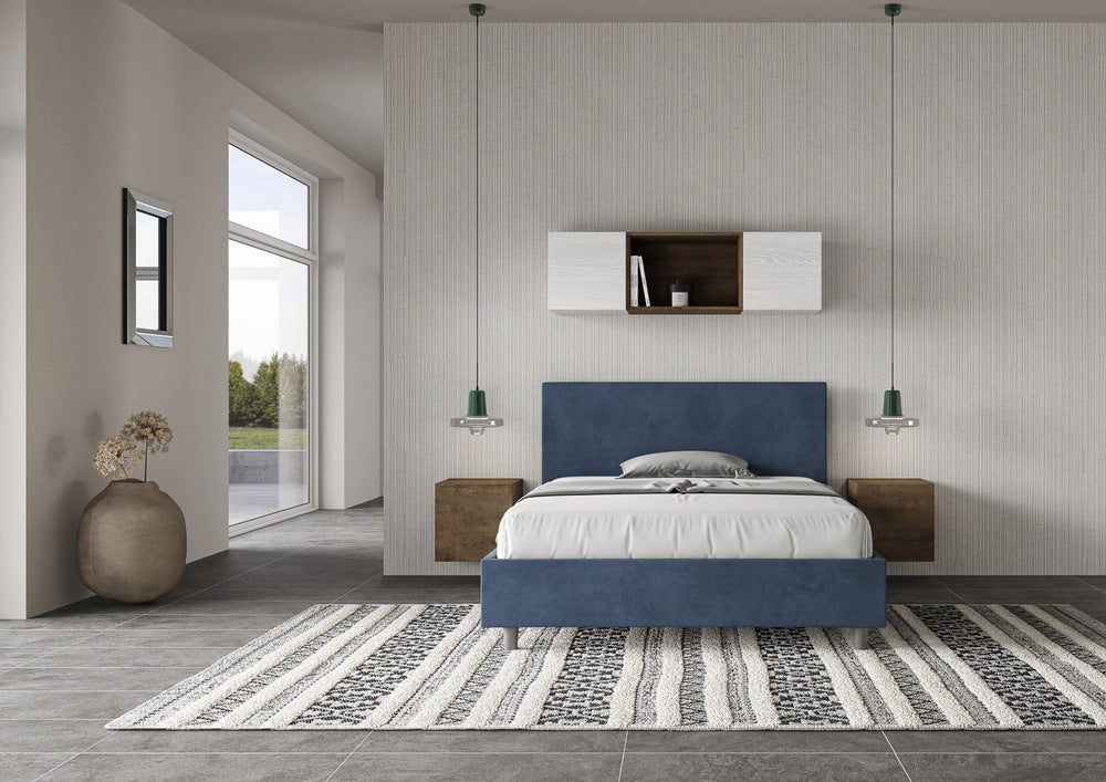 Letto Matrimoniale Francese 140x210 cm con Rete Adele Blu