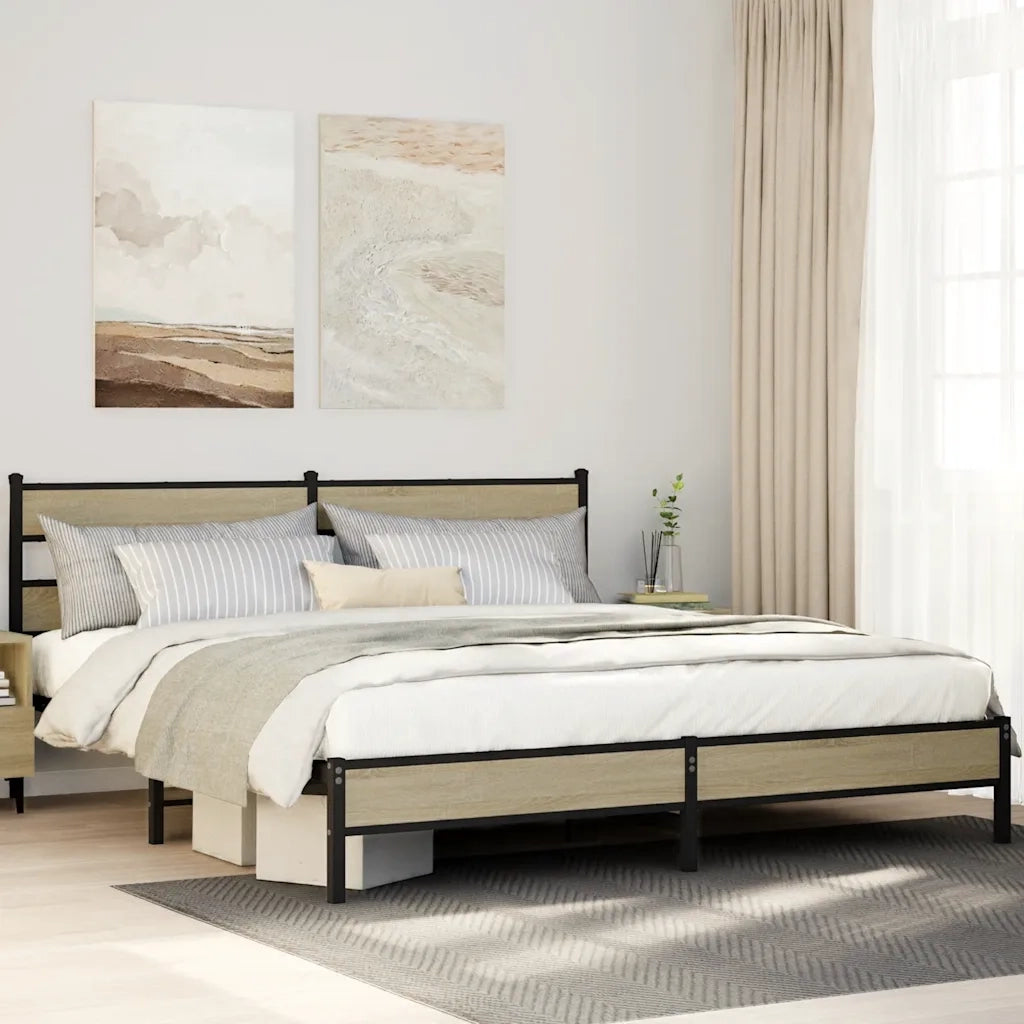 Giroletto senza Materaso in Metallo Rovere Sonoma 200x200 cm