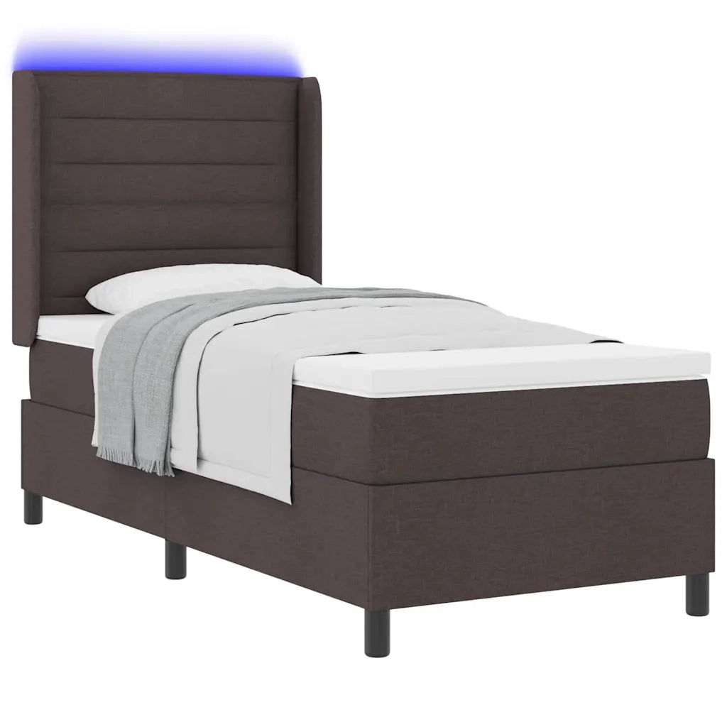 Letto a Sorgente LED Marrone Scuro 80 x 200 cm Tessuto