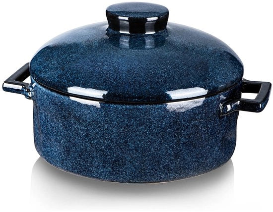Piatto per lasagna con coperchio - piatto profondo da 2 quarti a forma rotonda - tavola da servizio sicura per forno - piatto da festa da tavola da banco - uso quotidiano.