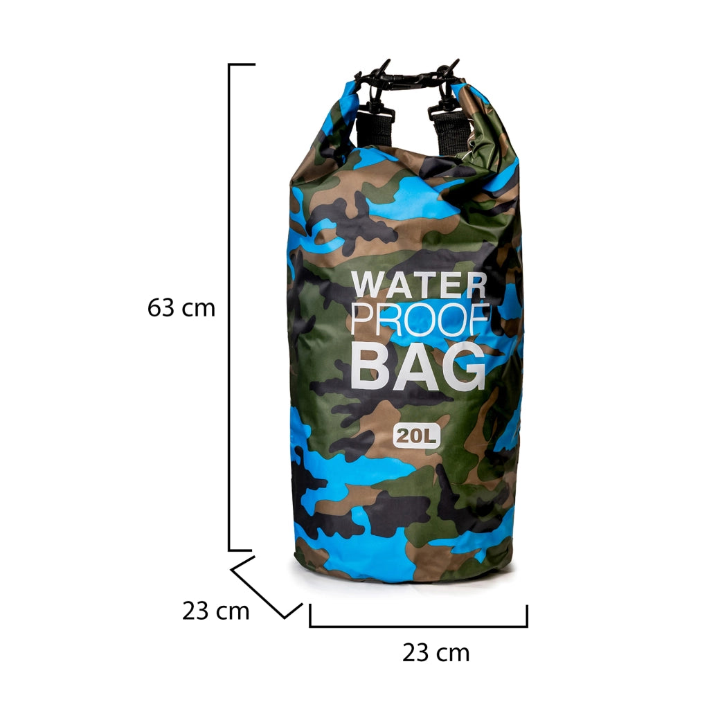 Semiha, Borsa Impermeabile Capacità 20 lt, blu Mimetica