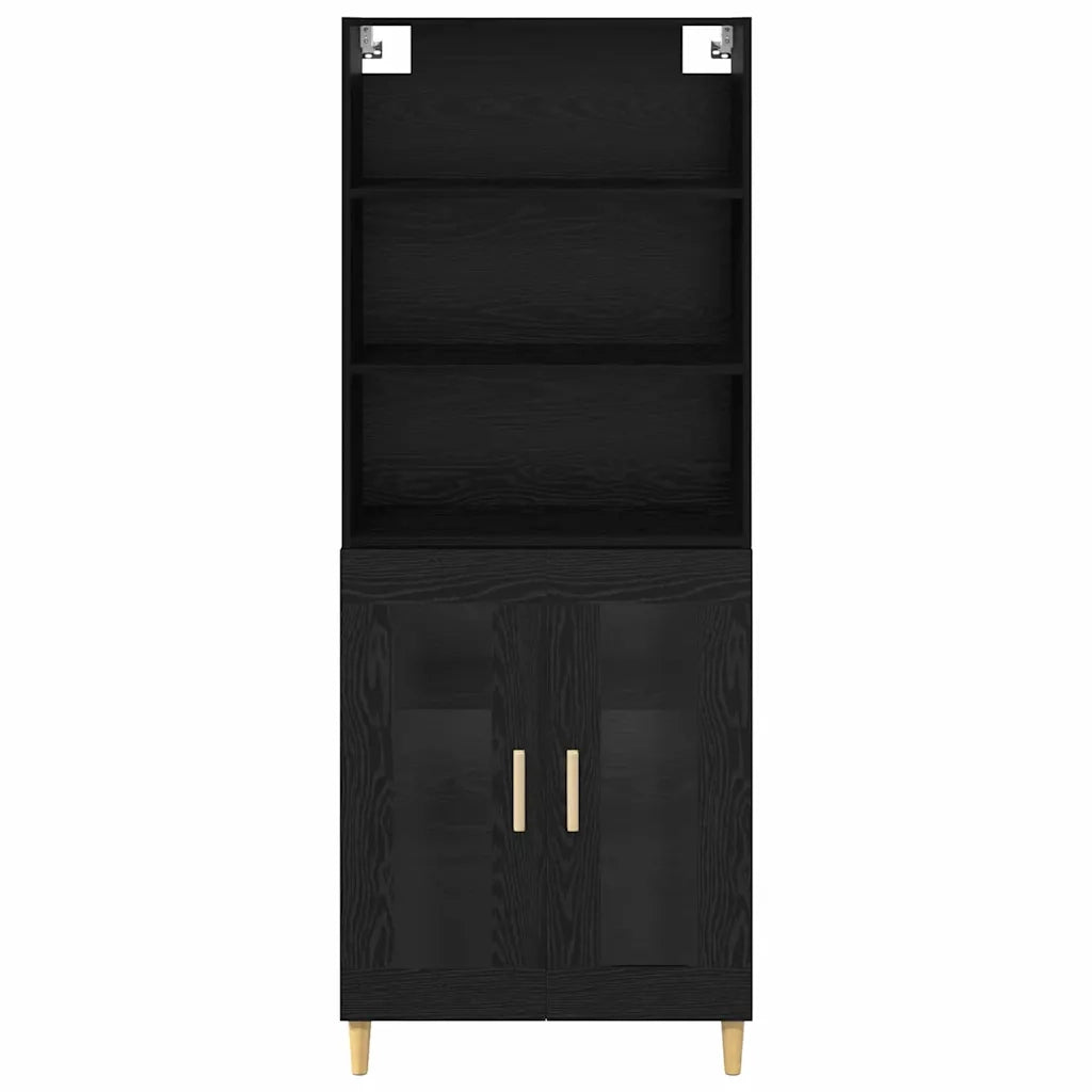 Credenza | Madia | Buffet da pranzo | Armadio da pranzo Rovere Nero 69,5 x 32,5 x 180 cm Legno multistrato