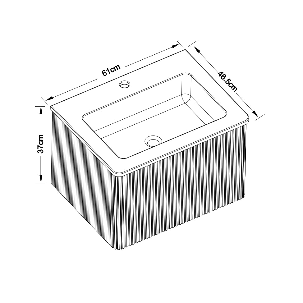 Mobile bagno 60 cm con lavabo in Solid Surface finitura rovere