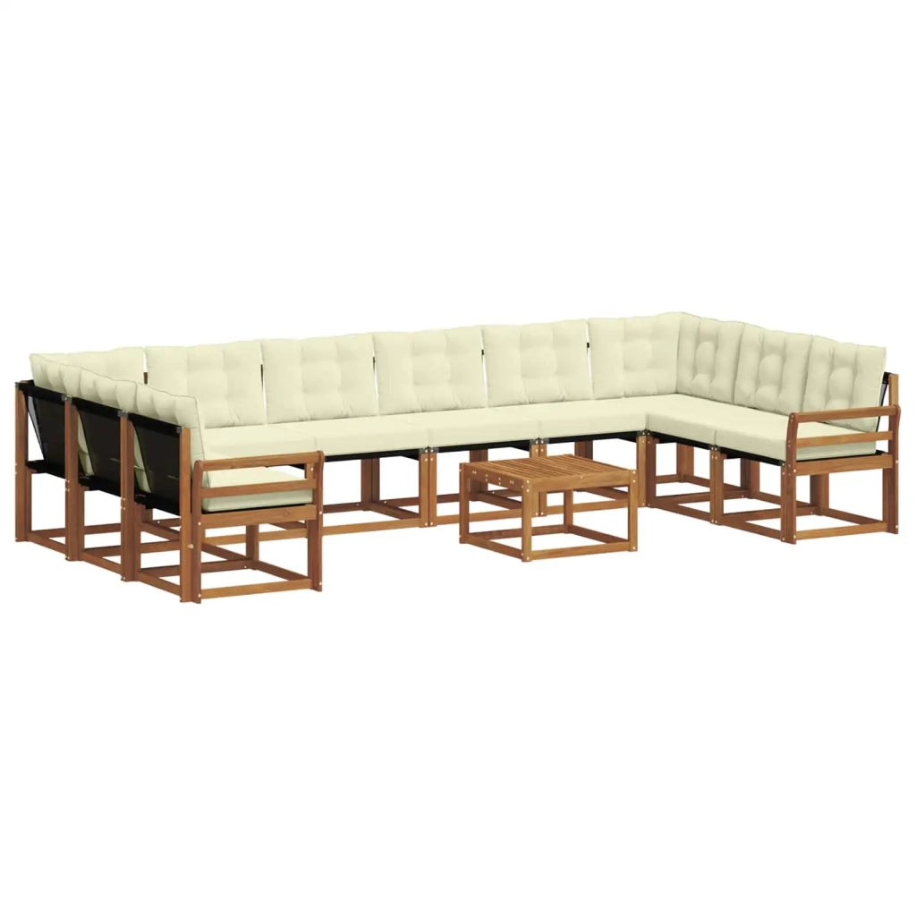Set di divani da esterno con cuscino 11 pcs Naturale e Crema 3369121