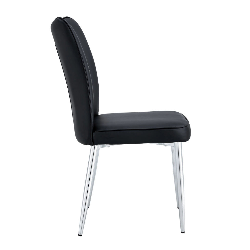 Sedie da Pranzo Modern Design ¨C MINIMAL ¨C Nero, Gambe in Metallo Argento, Set 2 Pezzi