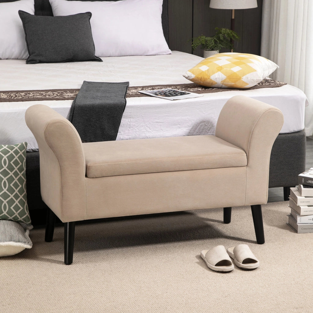 Divano con cassetti e braccioli ¨C Minimal ¨C Beige 111.5x41x65 cm
