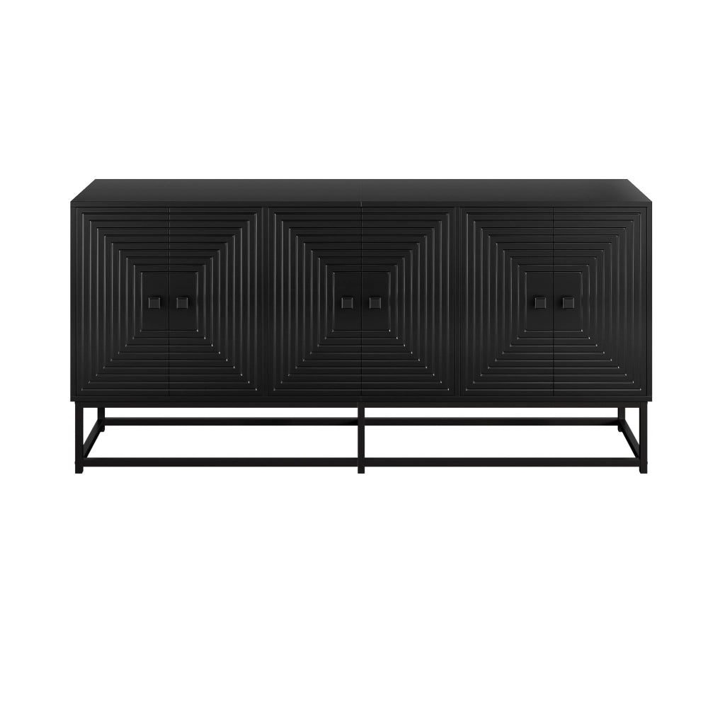 Credenza nera opaca mobile contenitore 3 ante doppie，mobile soggiorno moderno 160x38x75.5 cm