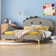 Letto per bambini 140x200 cm a forma di dinosauro cartoon in PU grigio