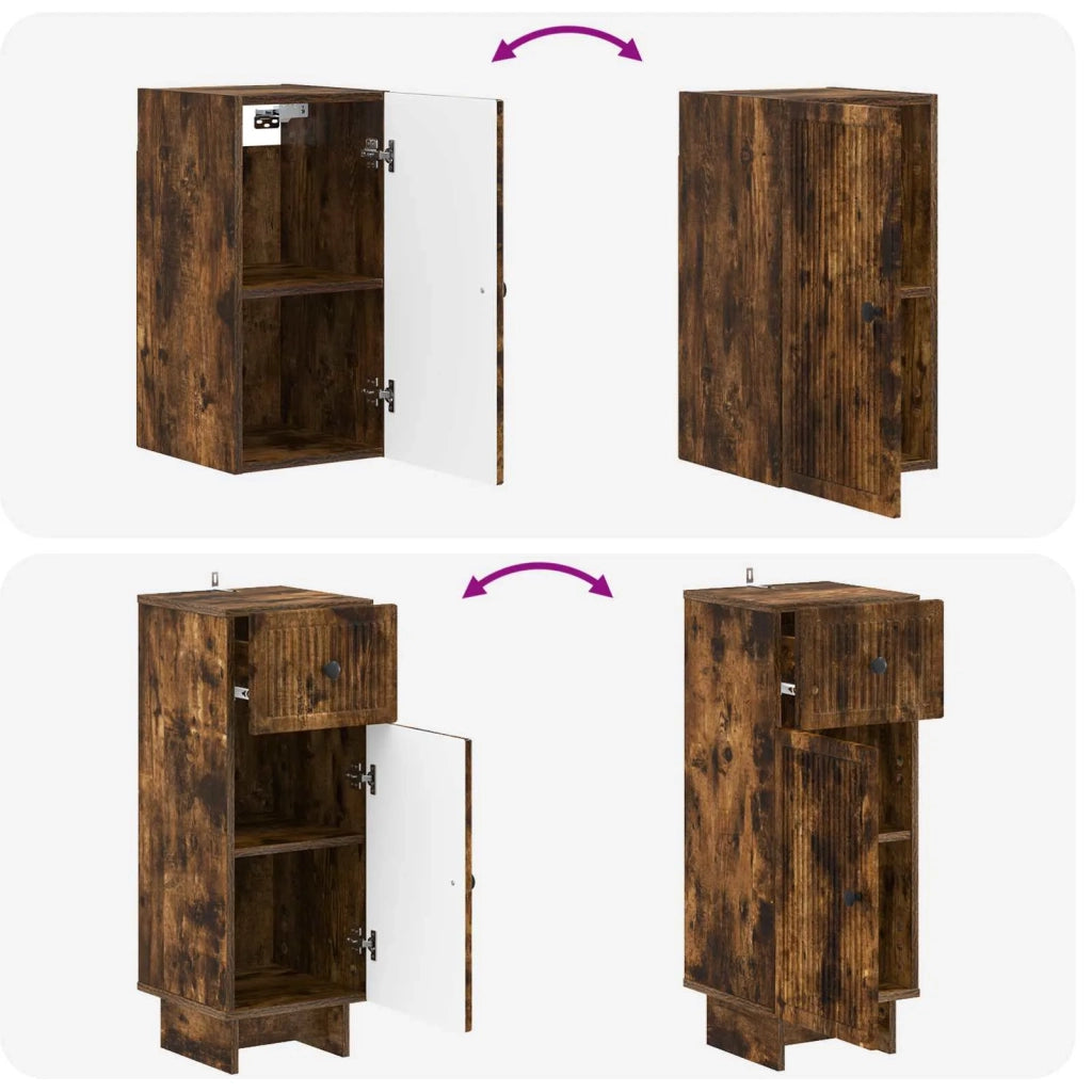 Set di armadietti da bagno in 3 pezzi EDE Rovere Fumo 3417743