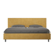 BS COM Letto matrimoniale king size contenitore imbottito 190x200 microfibra ocra