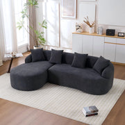 Divano modulare curvo a 3 posti in chenille grigio scuro senza montaggio