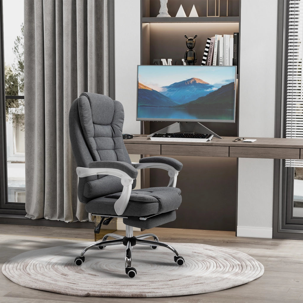 Sedia da ufficio reclinabile con schienale alto e poggiapiedi retrattile in tessuto ¨C Zephmum ¨C Grigio