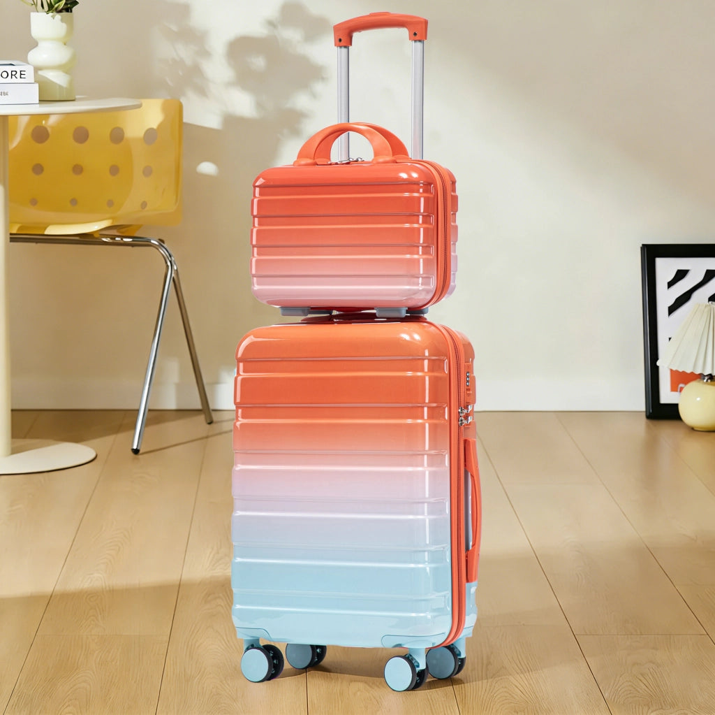 Set valigia rigida 36×21×55 cm in policarbonato rosso con lucchetto a codice