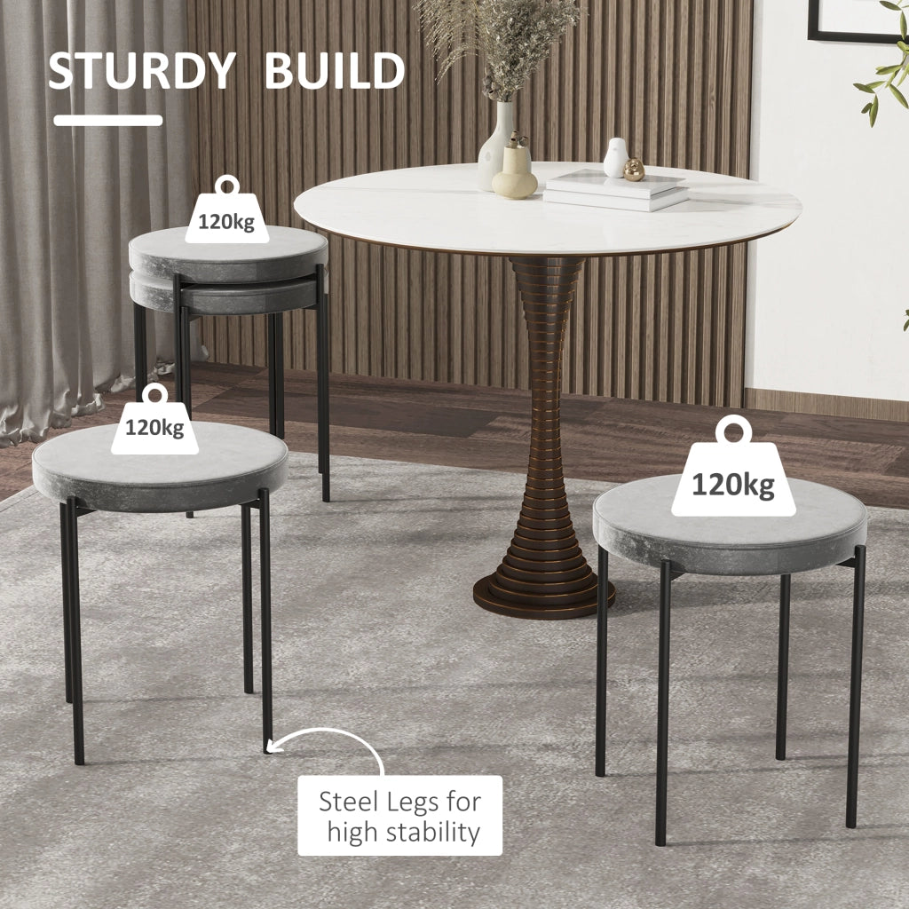 Set di 4 sgabelli impilabili con seduta imbottita e struttura in acciaio grigio scuro