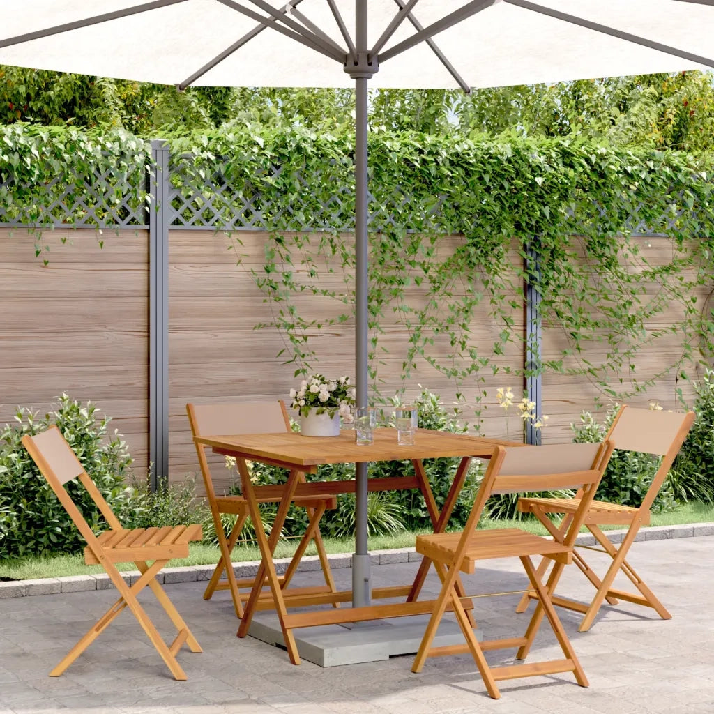 Set da Pranzo da Giardino 5 pz | Set Salotto da Giardino Tortora Tessuto e Legno Massello