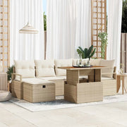 Set Divano da Giardino 7 pcs Beige polyrattan