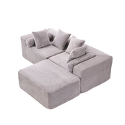 Divano modulare con chaise longue - componibile e senza braccioli - grigio in schiuma e molle