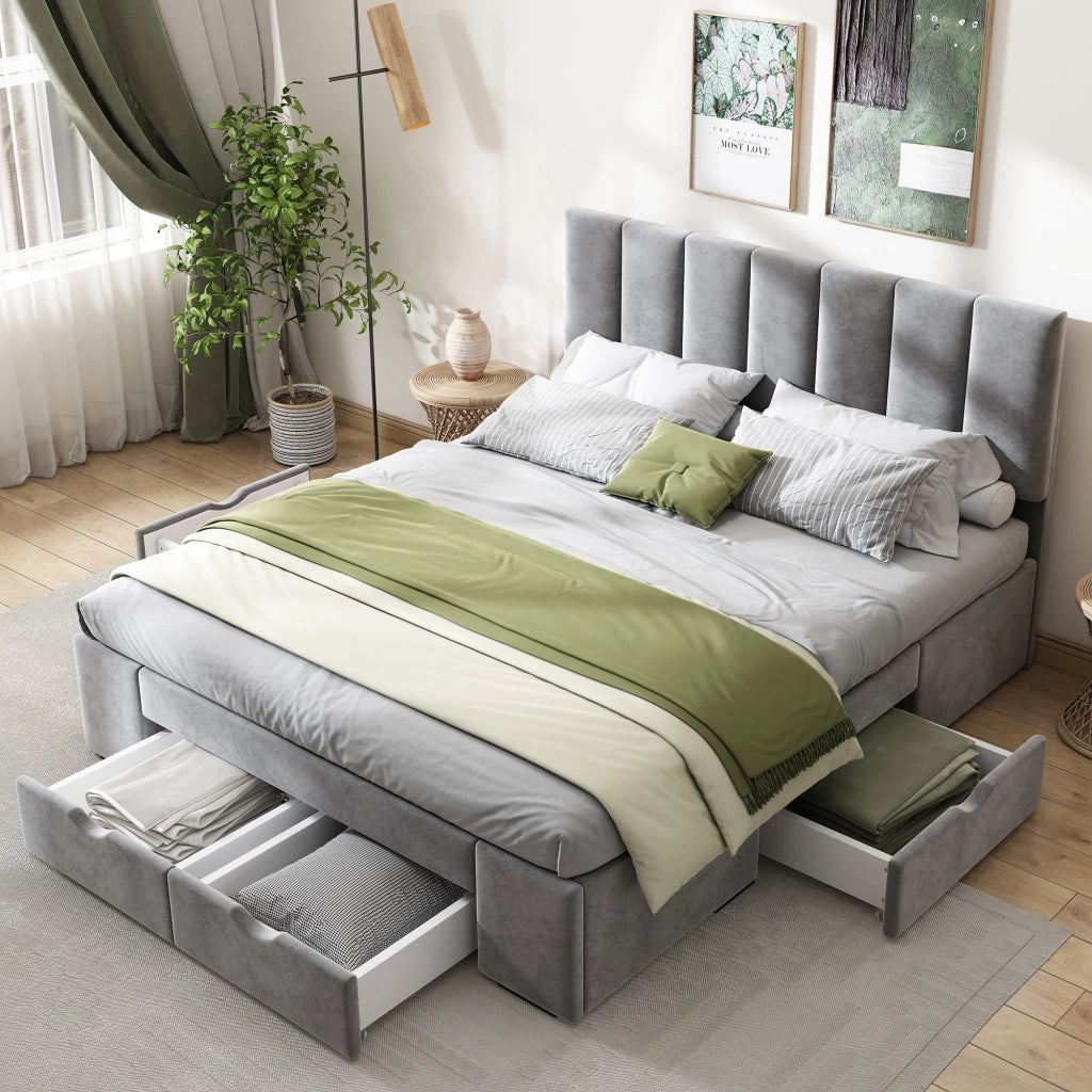 letto imbottito velluto grigio 142 x 203.5 cm