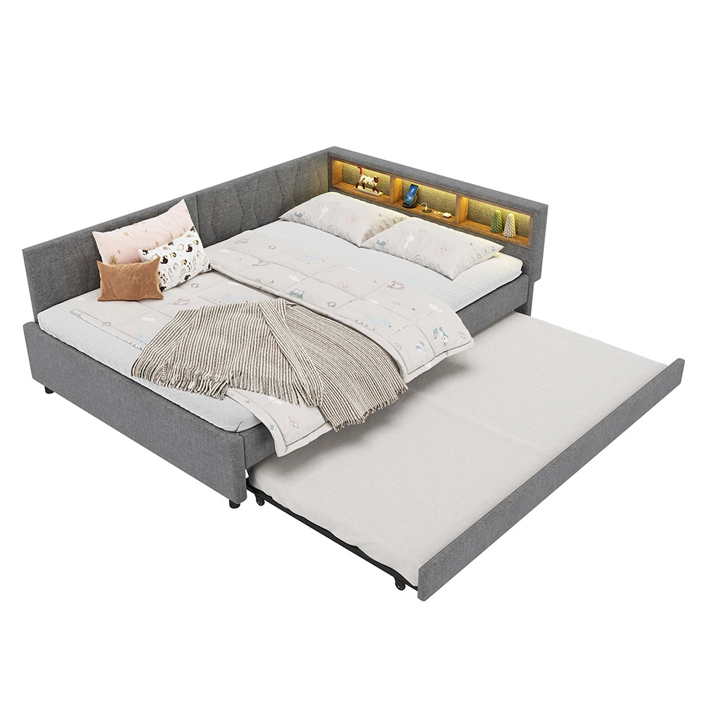 Daybed - Xylo - 140x200 cm LED USB gigogne grigio