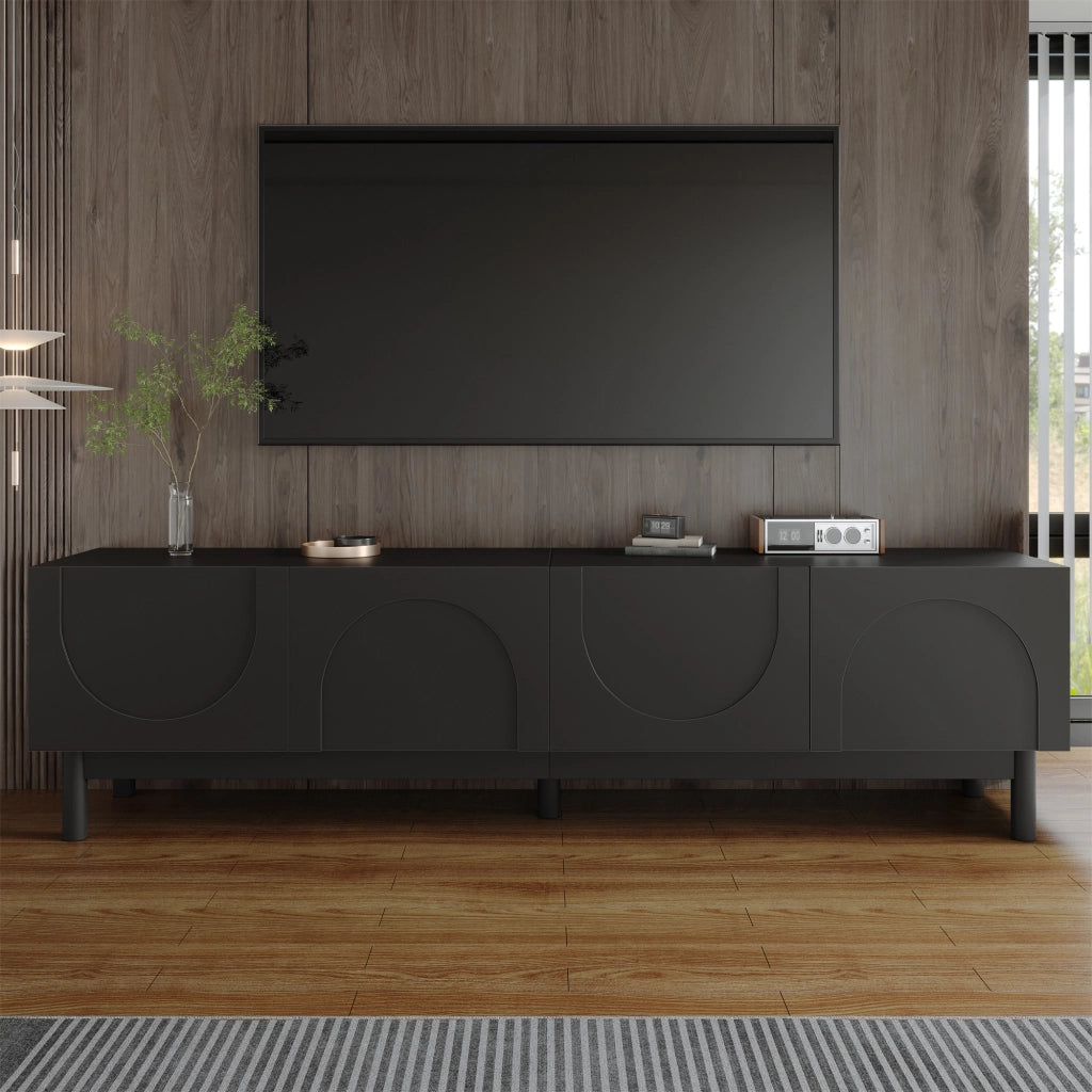 Lowboard nero in MDF e truciolare lungo 169 cm