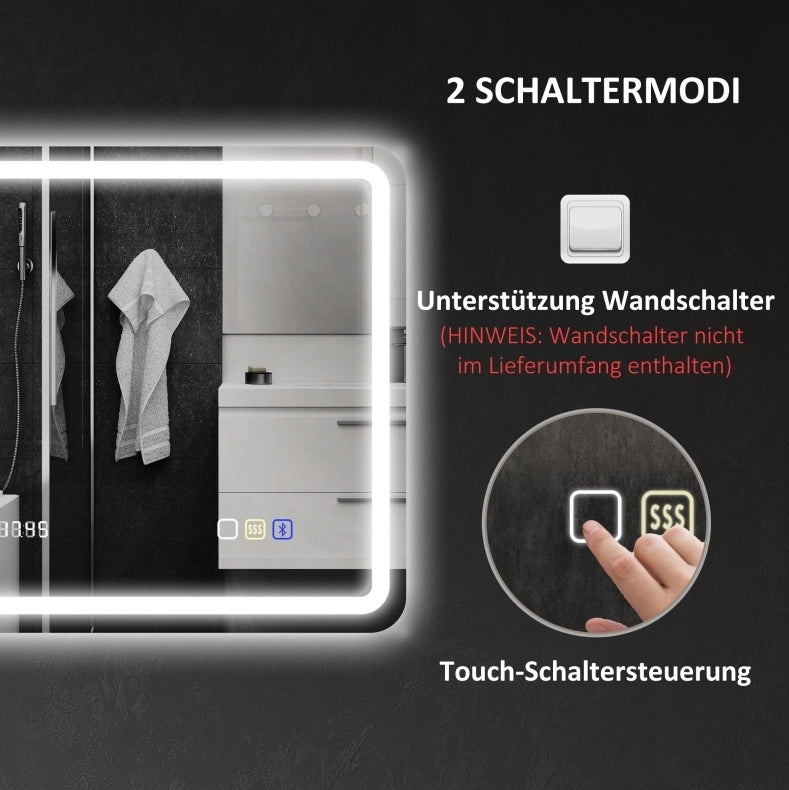 Specchio bagno LED Bluetooth antiappannamento argento