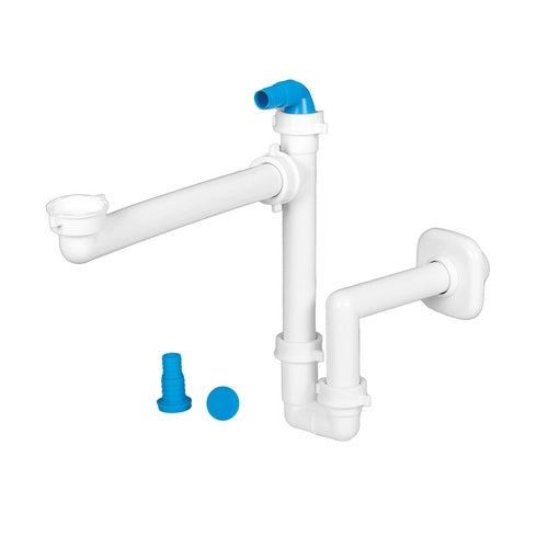 SIFONE SALVASPAZIO PER LAVABO CON raccordo e portagomma 1 - 11/4 D. 32-40 mm LIRA