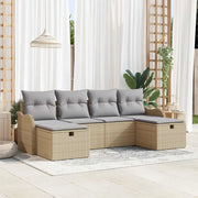 Set di divani 6 pcs Beige e Grigio Chiaro polyrattan