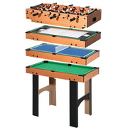 Tavolo Multigioco 4 in 1 con Calcio Balilla, Hockey da Tavolo, Ping Pong e Biliardo in MDF, 92x78x80cm