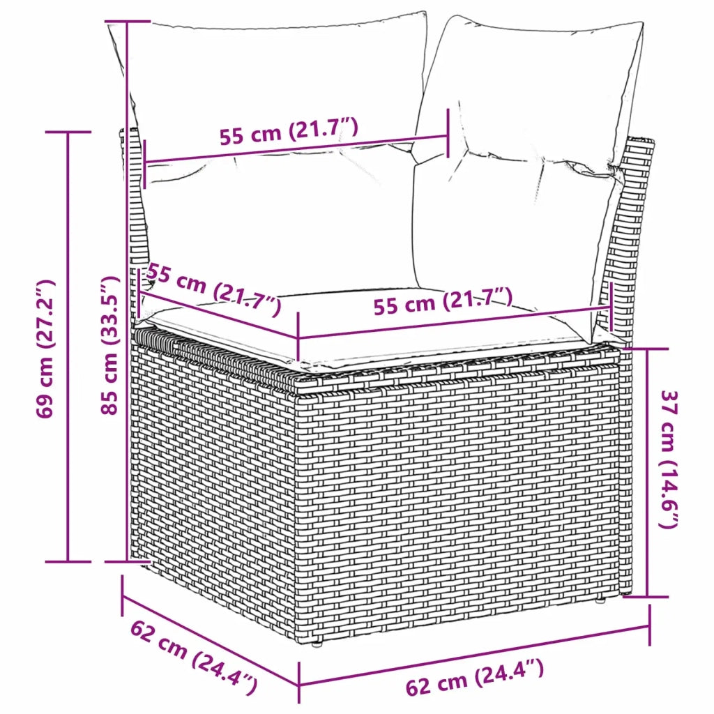 Set Divano da Giardino 9 pcs Grigio chiaro polyrattan 3355551