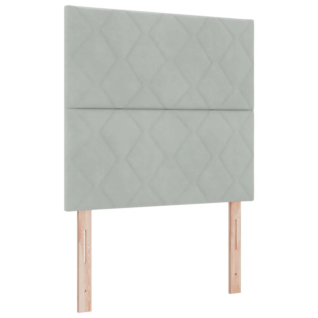 Letto a molle con materasso Grigio chiaro 90 x 190 cm Velluto