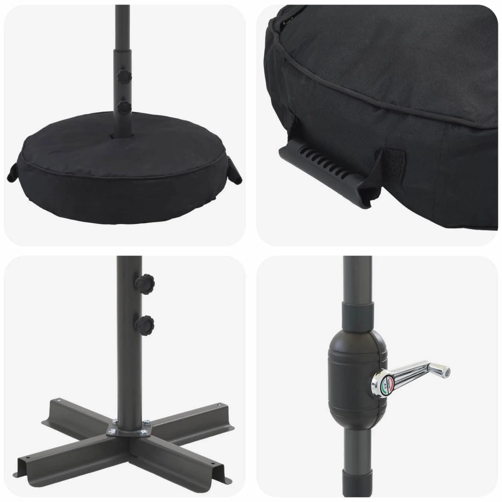 Parasol da giardino con luci LED e base 200 x 300 cm Poliestere 42036244