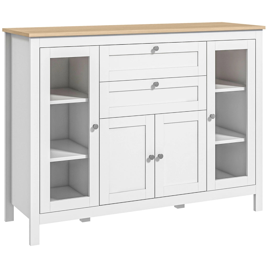 Armadio Bianco con 2 Ante a Vetro e 2 Cassetti ¨C zephmum ¨C 120x40x90 cm