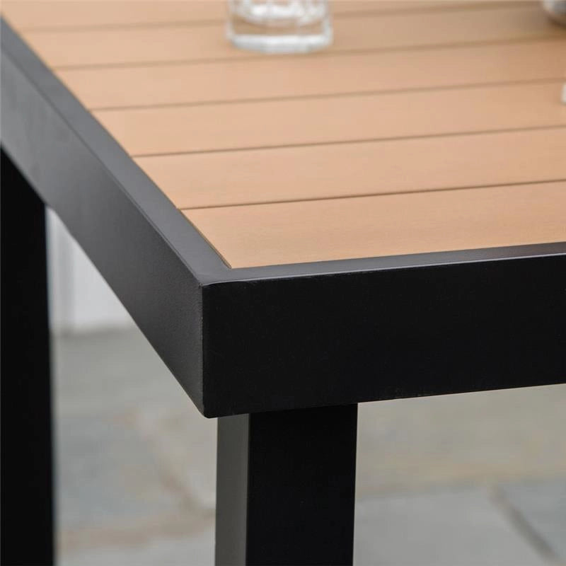 TAVOLO DA GIARDINO PER 4 PERSONE IN ALLUMINIO E PLASTICA 80X80X74 CM NERO