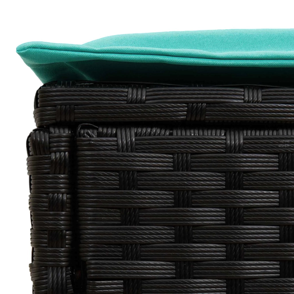 Poggiapiedi da Giardino Nero e Turchese 80 x 38 x 42 cm 42025403