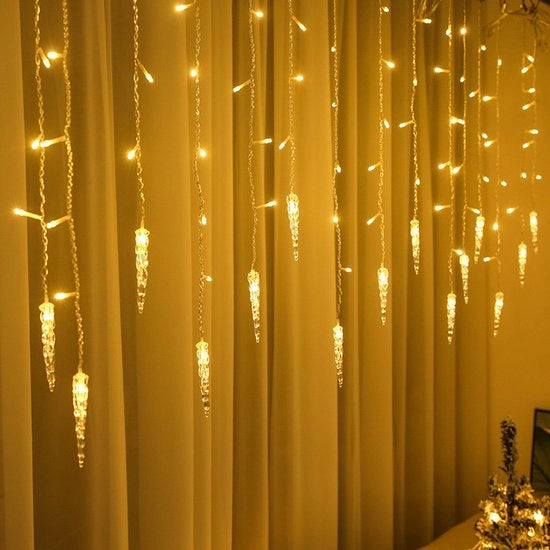 Decorazione di Natale, fili di luce, adatto per decorazione interna, decorazione stanza, decorazione festa, decorazione Natale, decorazione esterna, versione USB 8-funzioni con telecomando (senza presa), ghiaccio, luce calda