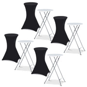 IDMarket - Set di 4 tavoli alti pieghevoli 105 CM e 4 coperture nere