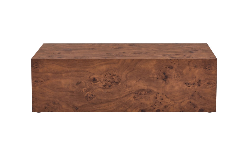 Tavolino basso fisso in MDF color noce con finitura effetto legno e struttura a telaio per soggiorno