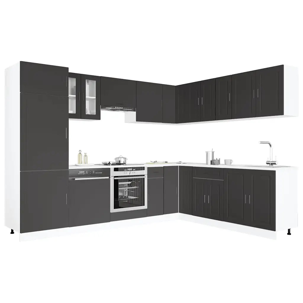 Set Mobili da Cucina 14 pz Porto Neri Legno Multistrato 3314992