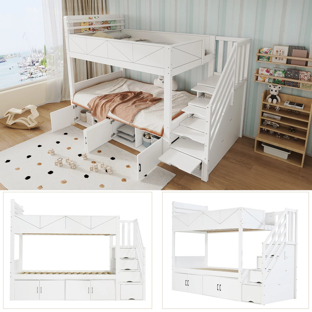 letto a castello in legno massiccio e mdf bianco 90x200 cm