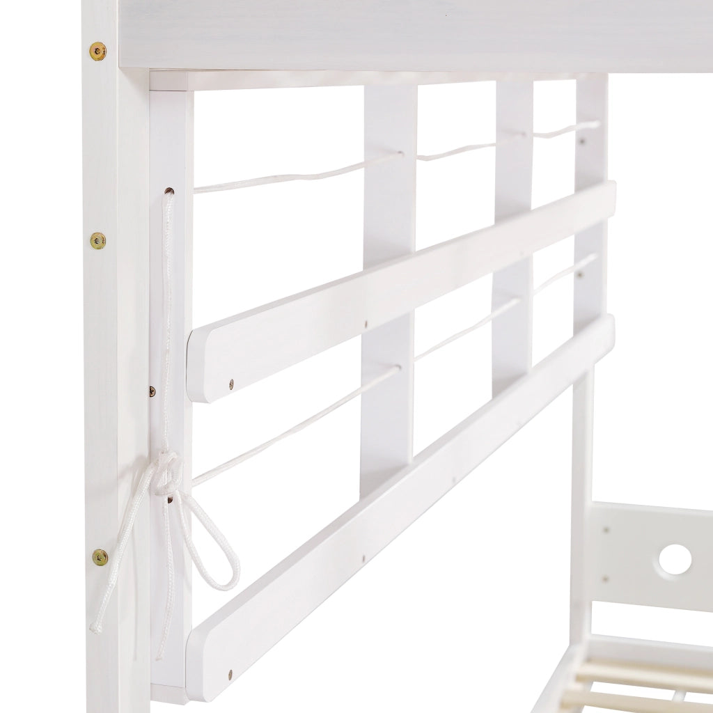Desviae Letto a castello per bambini 90 × 200 cm con scala a 5 gradini cassetti su ruote ripiani struttura in legno e MDF