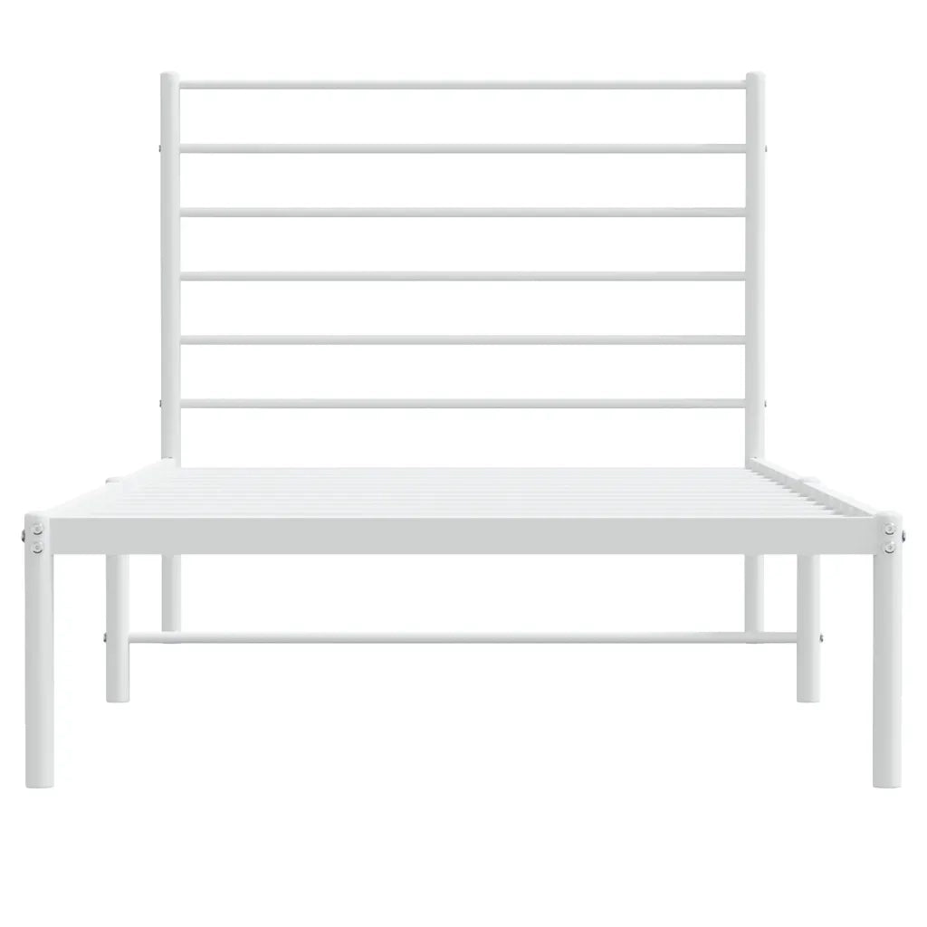 Letto singolo | Letto per adulti | Giroletto senza Materaso con Testiera Metallo Bianco 75x190 cm