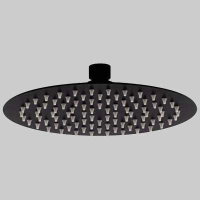 SOFFIONE DOCCIA INOX TONDO NERO  Dm 200     MADE IN ITALY