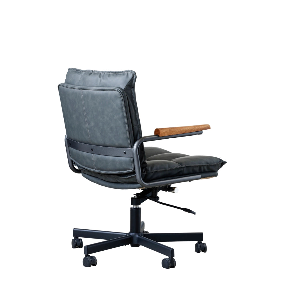 Sedia da ufficio ergonomica girevole regolabile in similpelle e metallo; nera