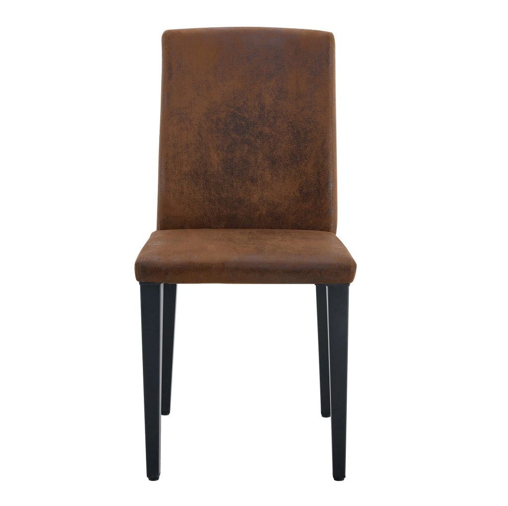 Set 4 sedie da pranzo in tessuto marrone con gambe in metallo nere HOMVRA