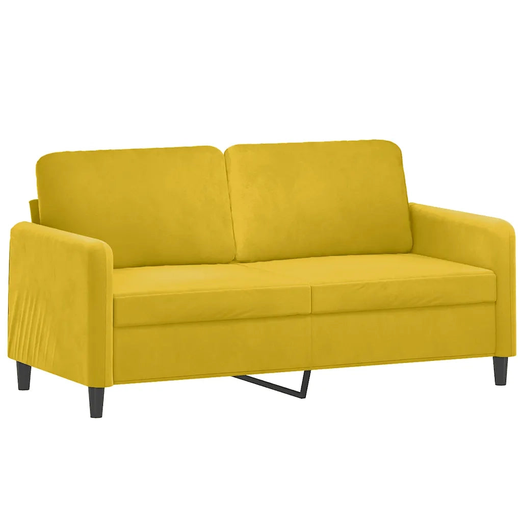 Set di Divani 2 pz con Cuscini Giallo in Velluto 3202000