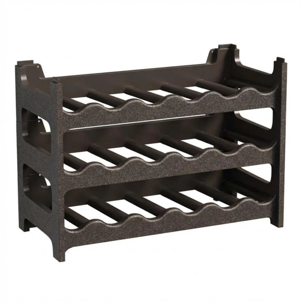 CookandSupply x TheWV Cantinetta Vino in Plastica Modulare Impilabile, Portabottiglie Effetto Pelle Martellata, 6 Bottiglie per Modulo, Scaffale Portavino Salvaspazio - Marrone Corten, 18
