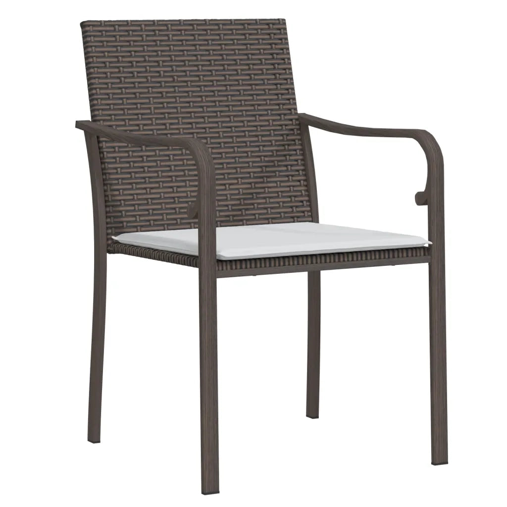 Set Pranzo da Giardino 5pz | Set Salotto da Giardino con Cuscini in Polyrattan e Acciaio